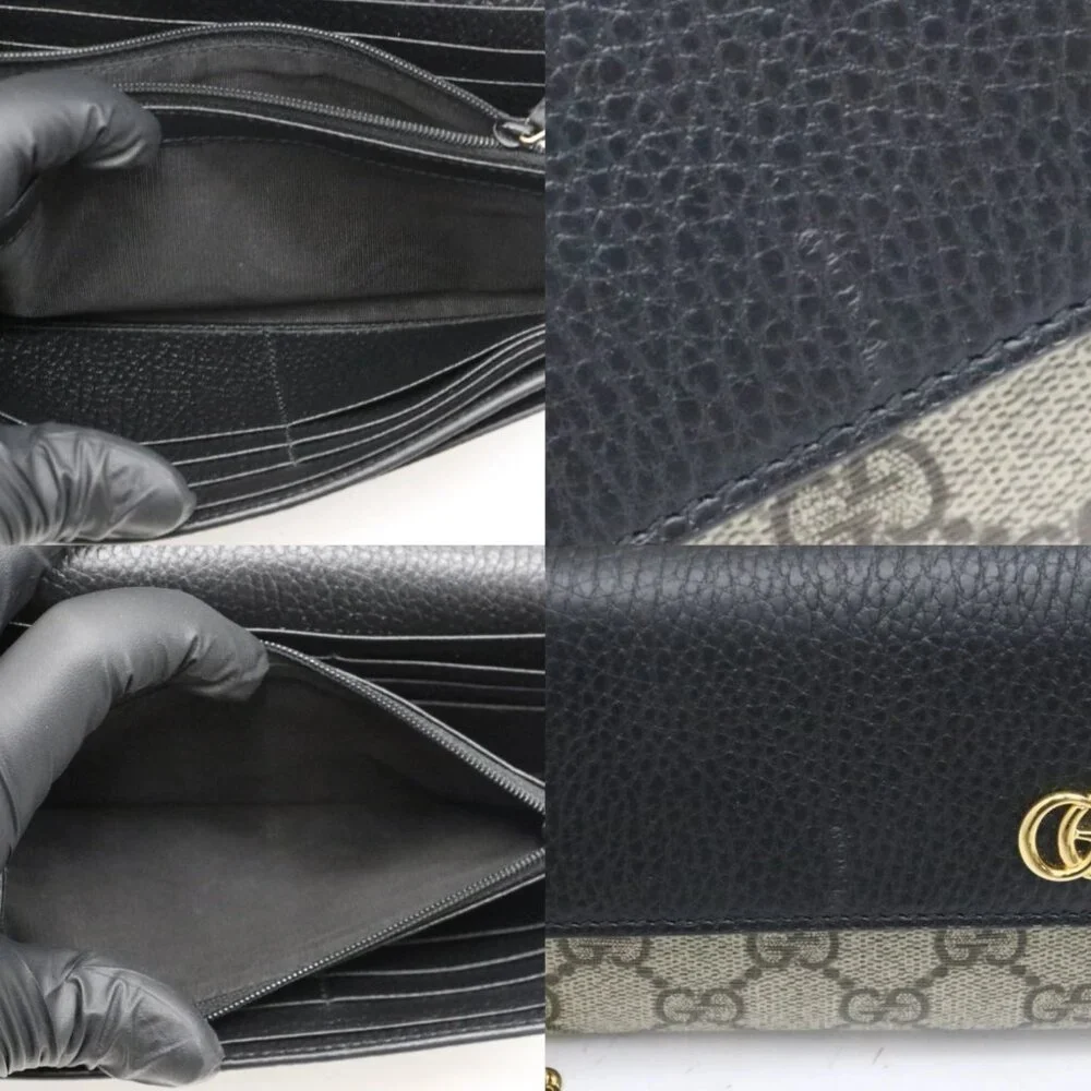 Gucci GG Marmont Bi Color Wallet on Chain Ebony Black Beige - Picture 15 of 15